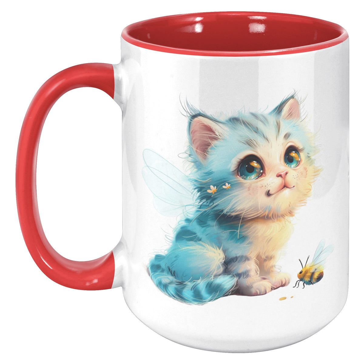 Cute Kitty With Bee Accent Mug