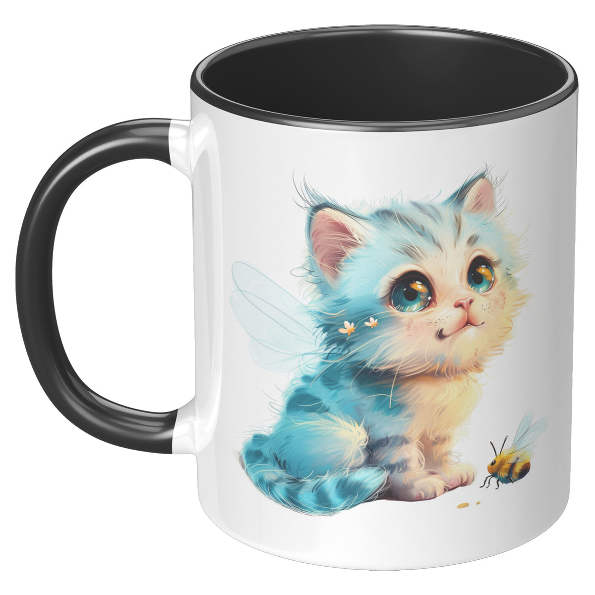 Cute Kitty With Bee Accent Mug