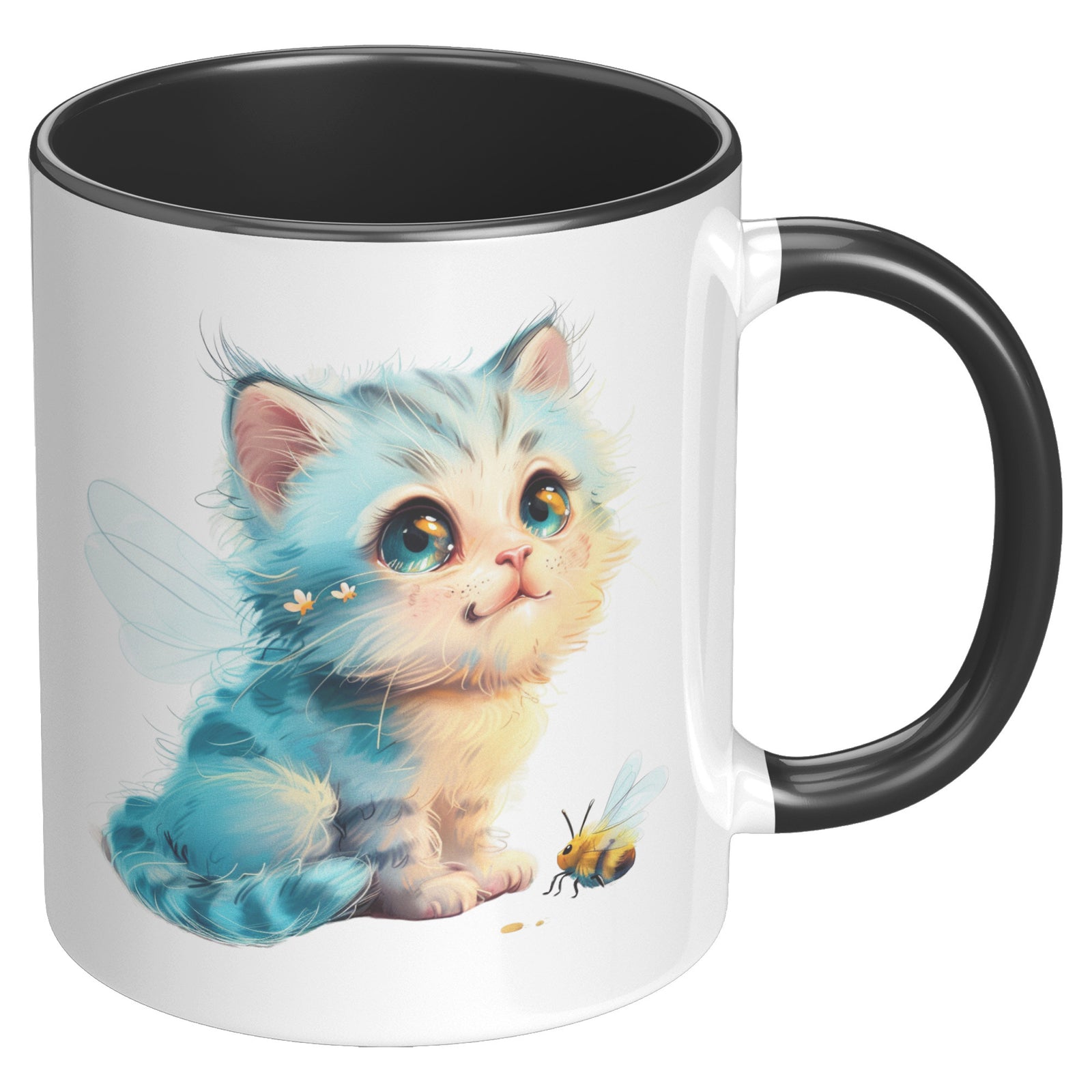 Cute Kitty With Bee Accent Mug
