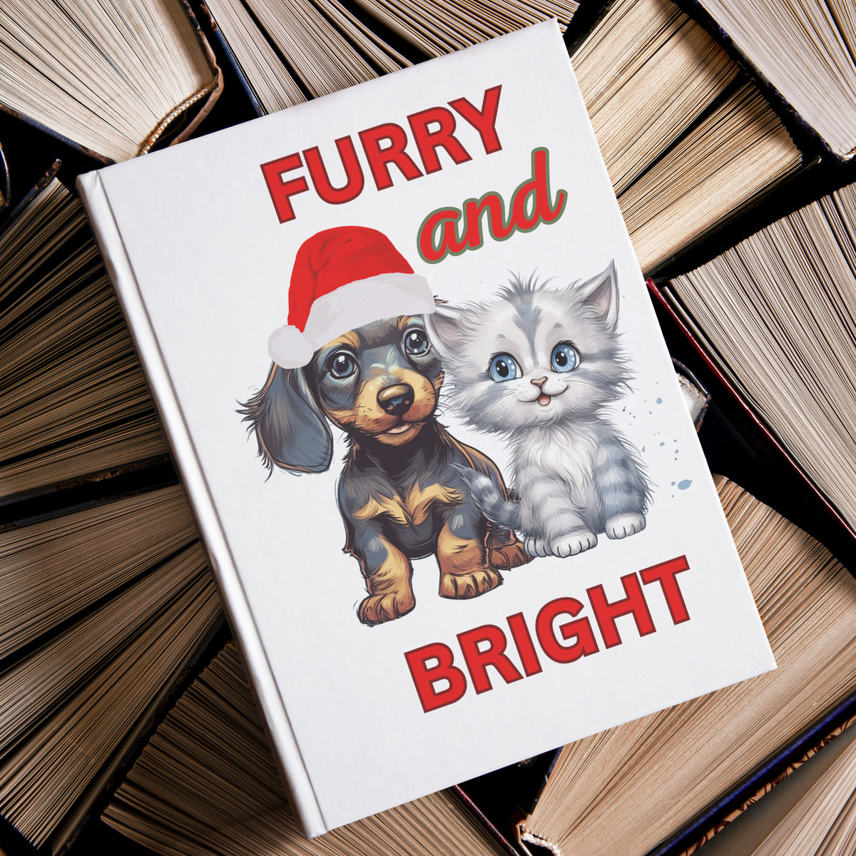Furry And Bright Kitty And Puppy Hardcover Journal