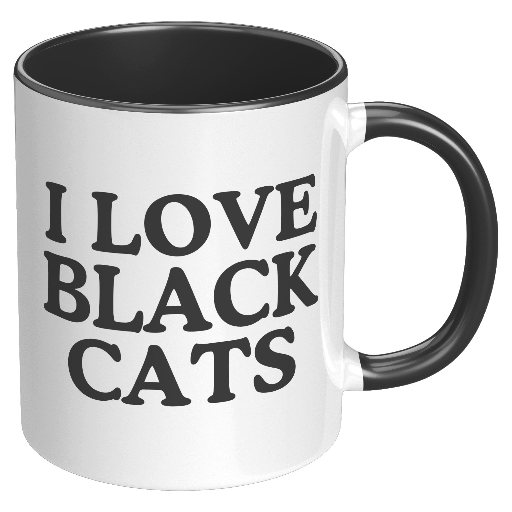 I Love Black Cats Accent Mug