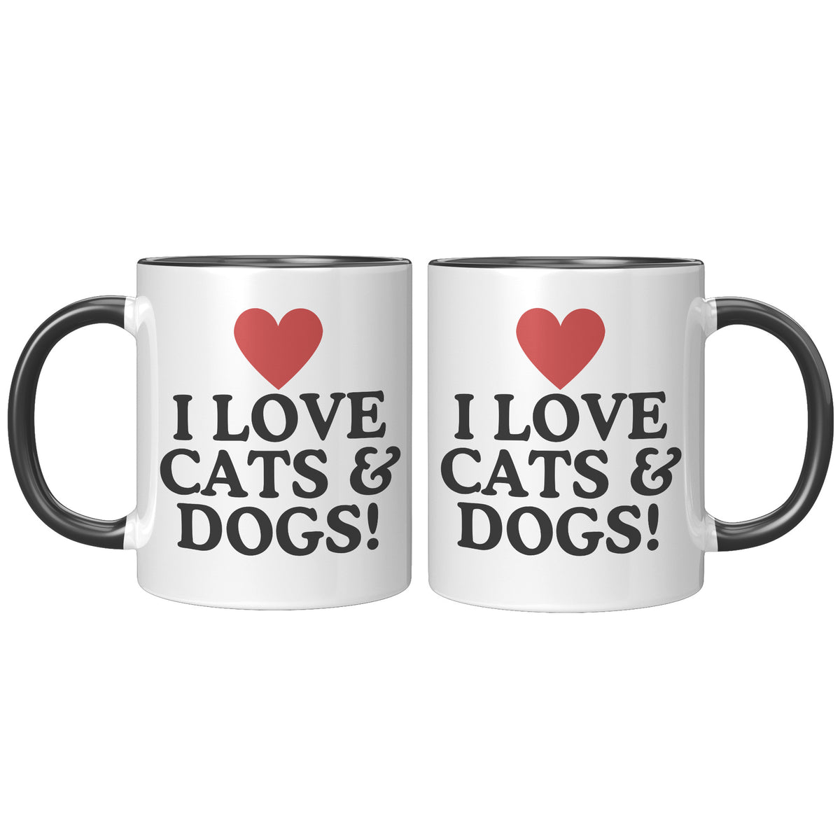 I Love Cats And Dogs Accent Mug