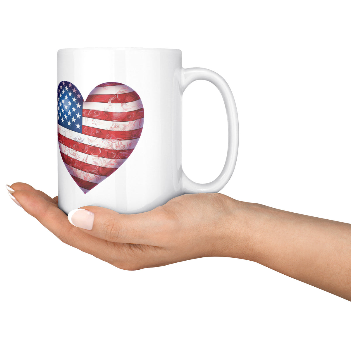 Kitty Bee Heart Flag White Coffee Mug