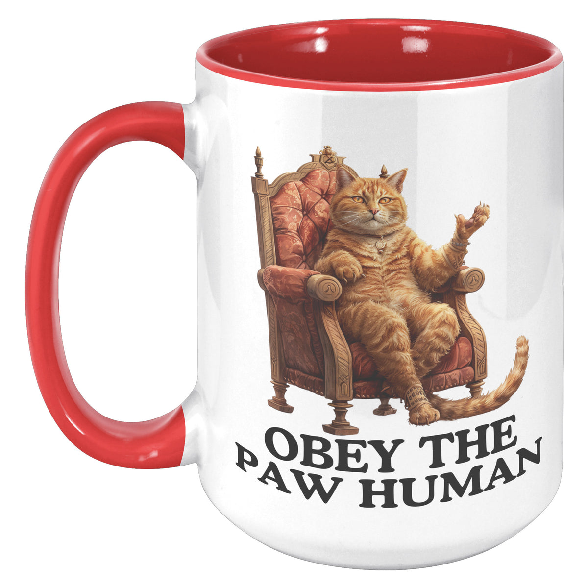 Obey The Paw Human Funny Cat Themed Accent Mug