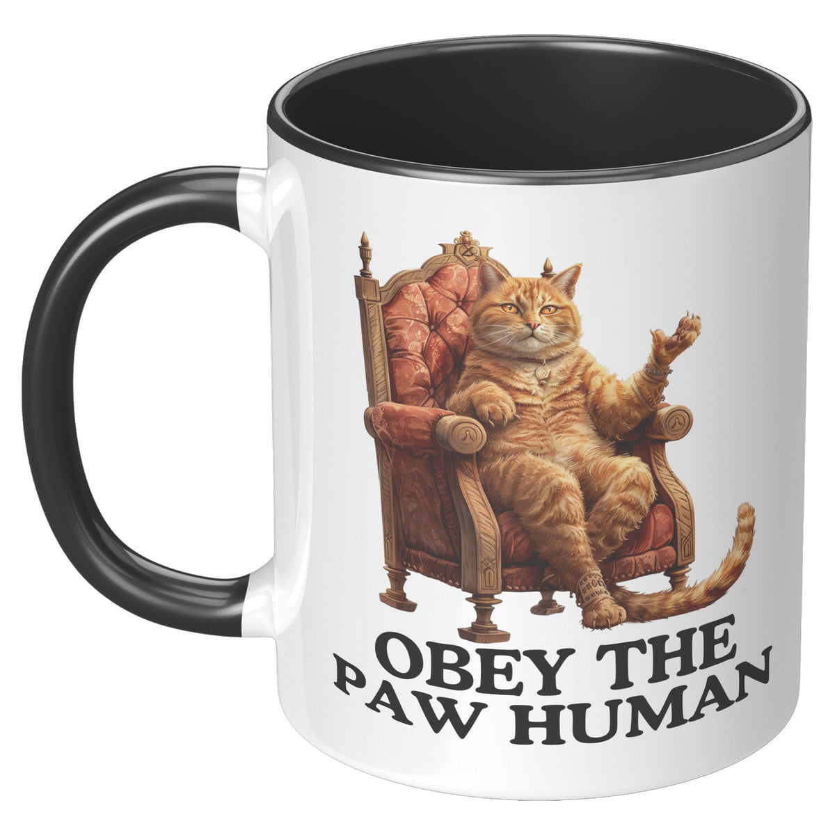 Obey The Paw Human Funny Cat Themed Accent Mug