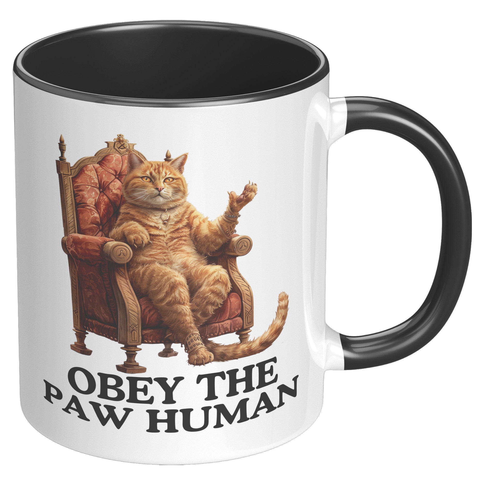 Obey The Paw Human Funny Cat Themed Accent Mug