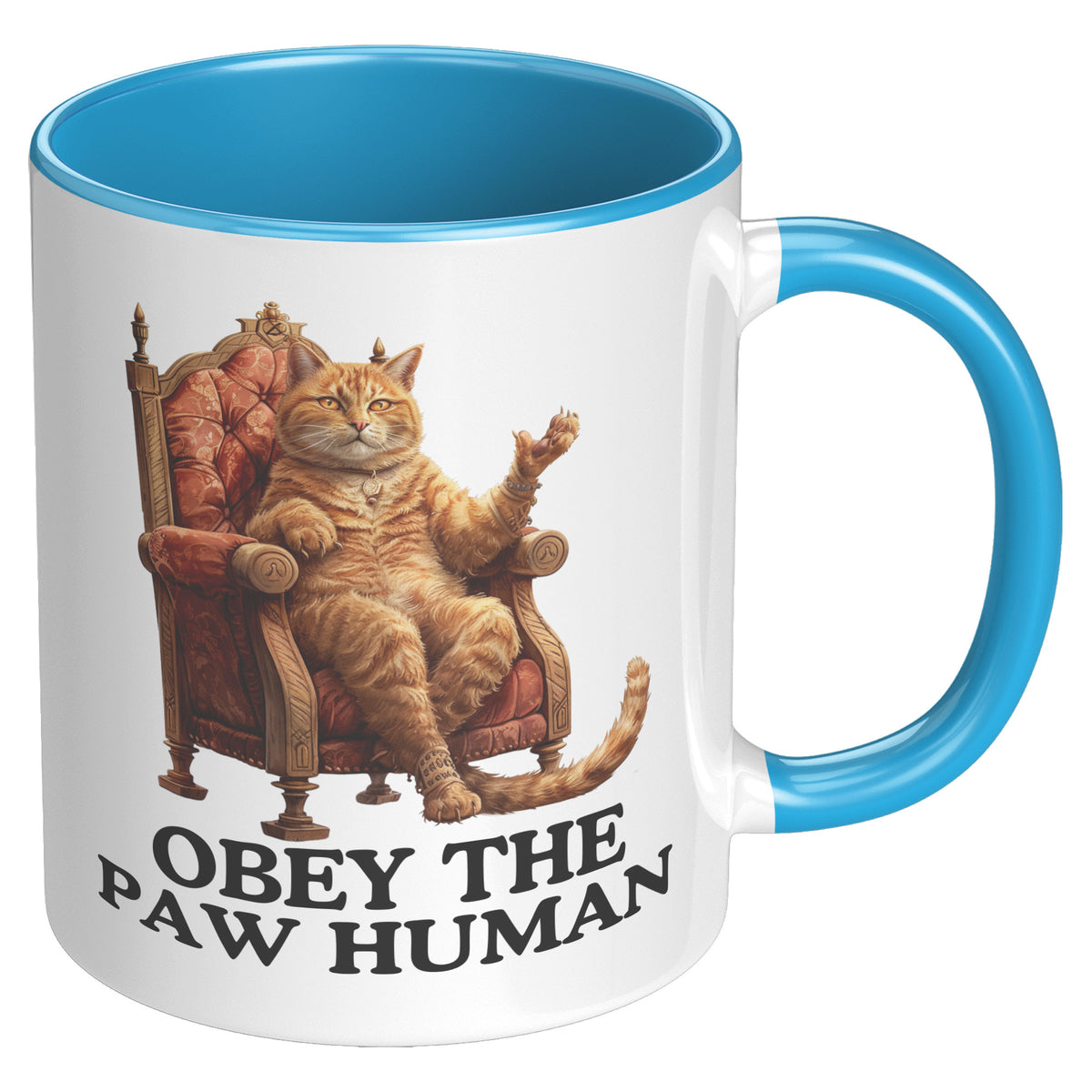 Obey The Paw Human Funny Cat Themed Accent Mug