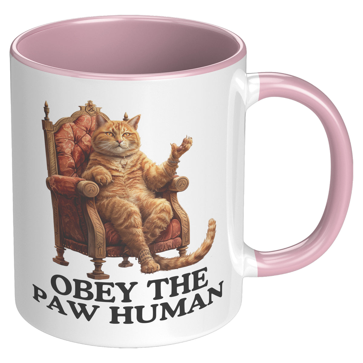 Obey The Paw Human Funny Cat Themed Accent Mug
