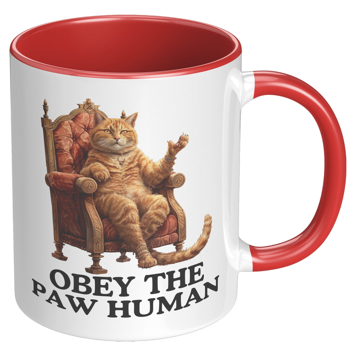 Obey The Paw Human Funny Cat Themed Accent Mug