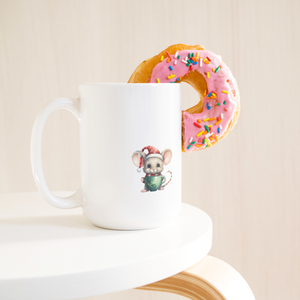 Funny Christmas Cat & Mouse 15oz White Mug
