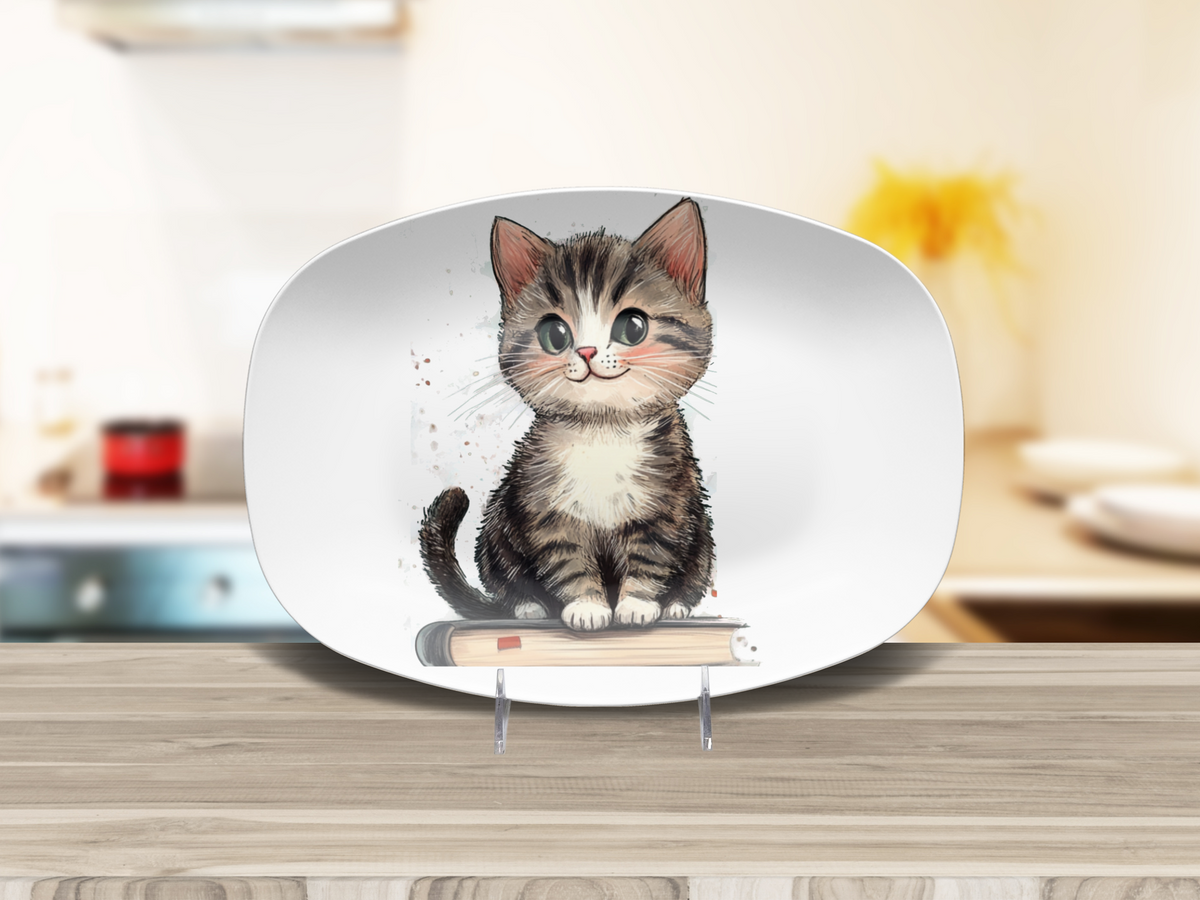 Bookish Kitten 10 x 14 Platter