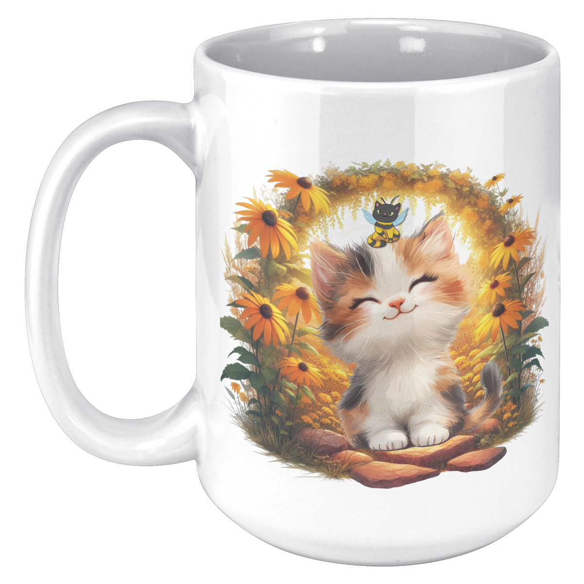 🌻 Sunshine Smiles Kitten Mug (15 oz)