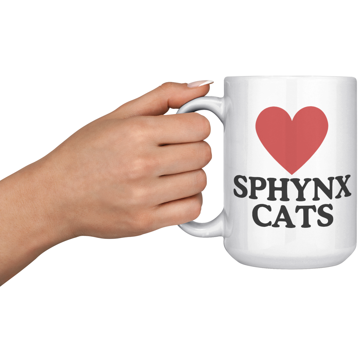 Love Sphynx Cats - Heart Design 15 oz White Mug
