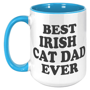 Best Irish Cat Dad Ever Accent Mug - Crazy About Coffee And Cats