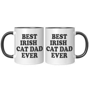 Best Irish Cat Dad Ever Accent Mug - Crazy About Coffee And Cats