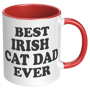 Best Irish Cat Dad Ever Accent Mug - Crazy About Coffee And Cats