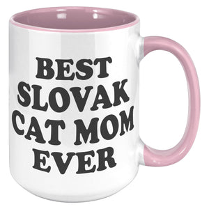 Best Slovak Cat Mom Ever Accent Mug - Crazy About Coffee And Cats