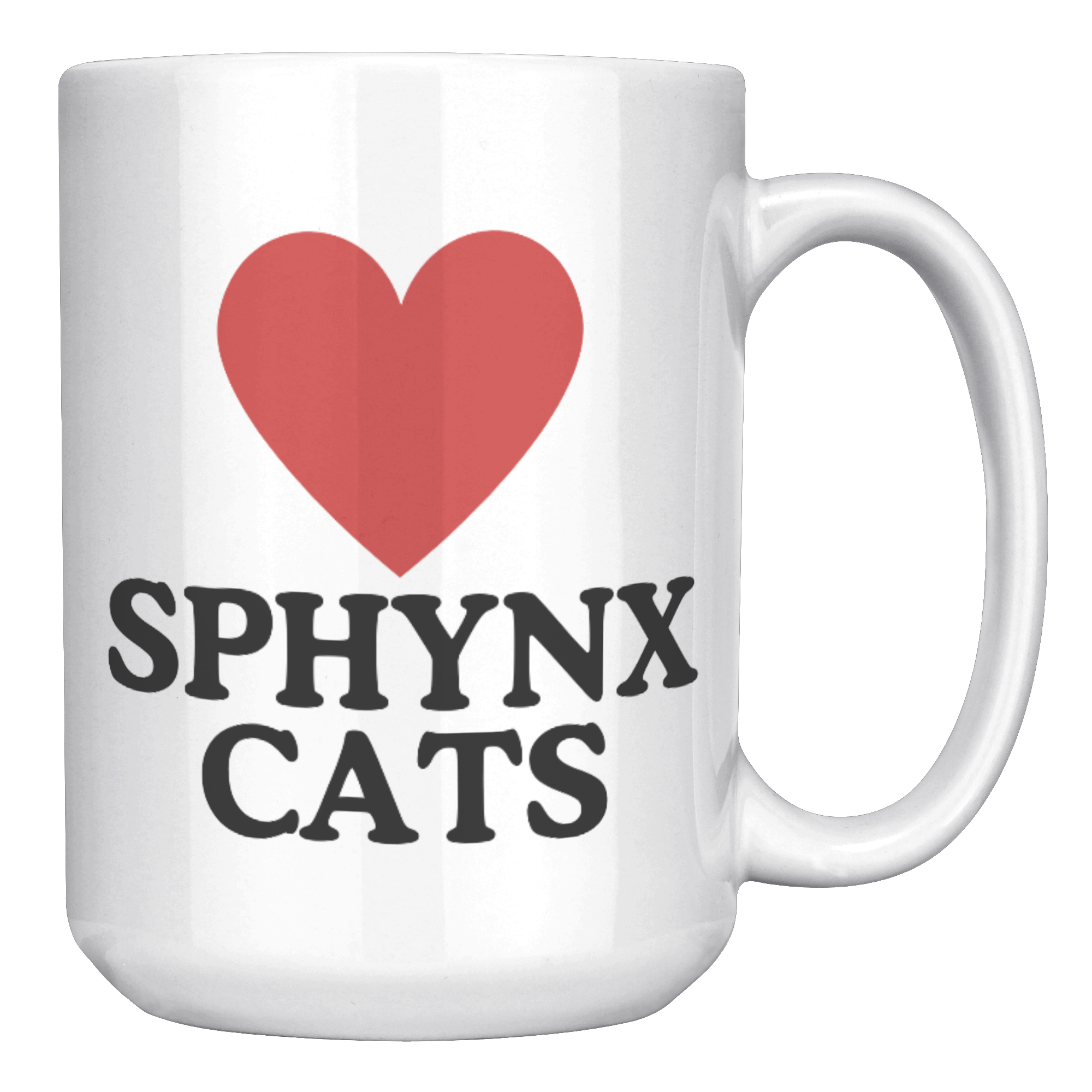Love Sphynx Cats - Heart Design 15 oz White Mug