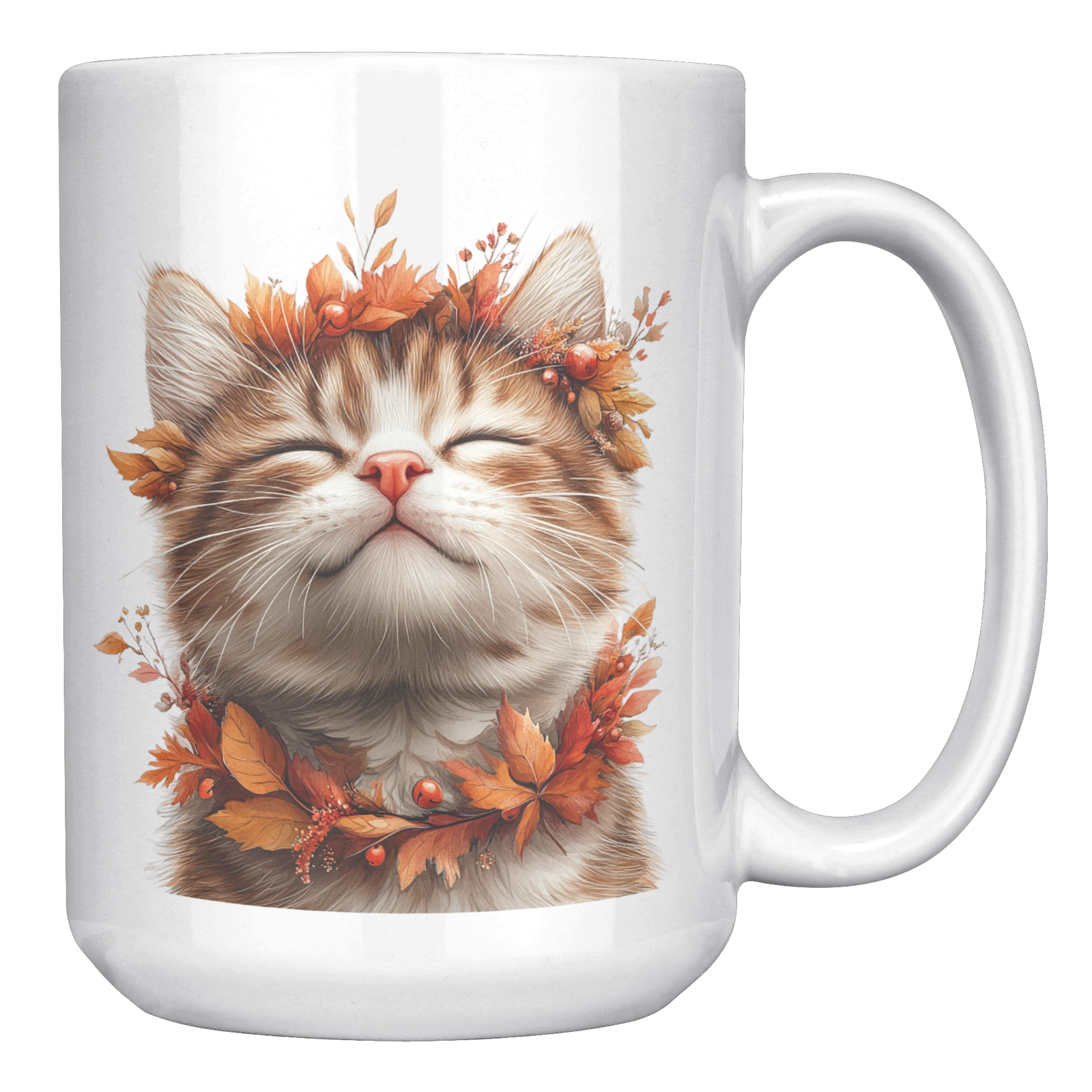 Autumn Cat Bliss 15 oz White Mug