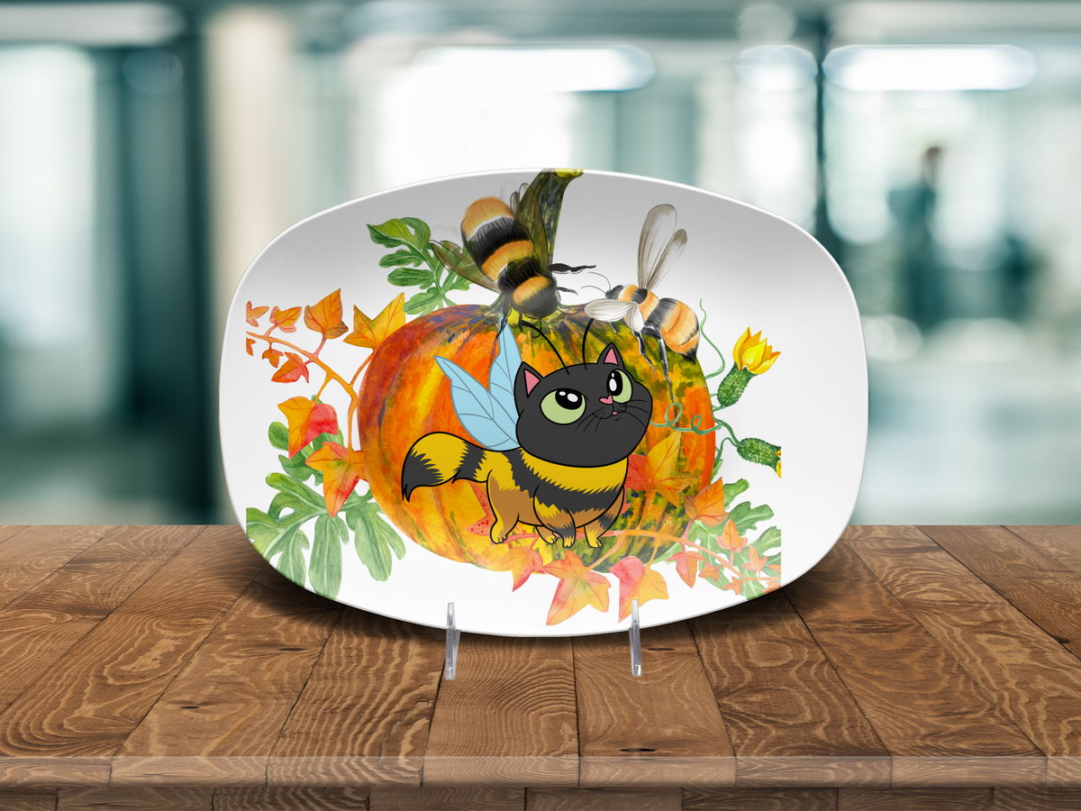 Buzzing into Fall with a Bee Cat Platter With Or Without Stand