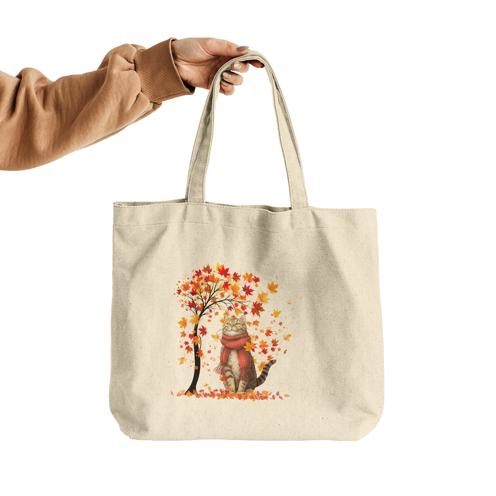 Autumn Leaves Cat Tote Bag