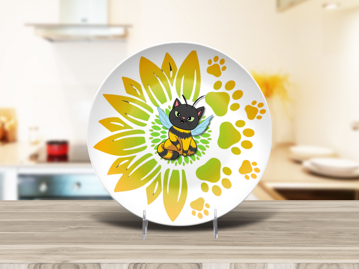 🐝 Bee Sweet Black Cat Plate