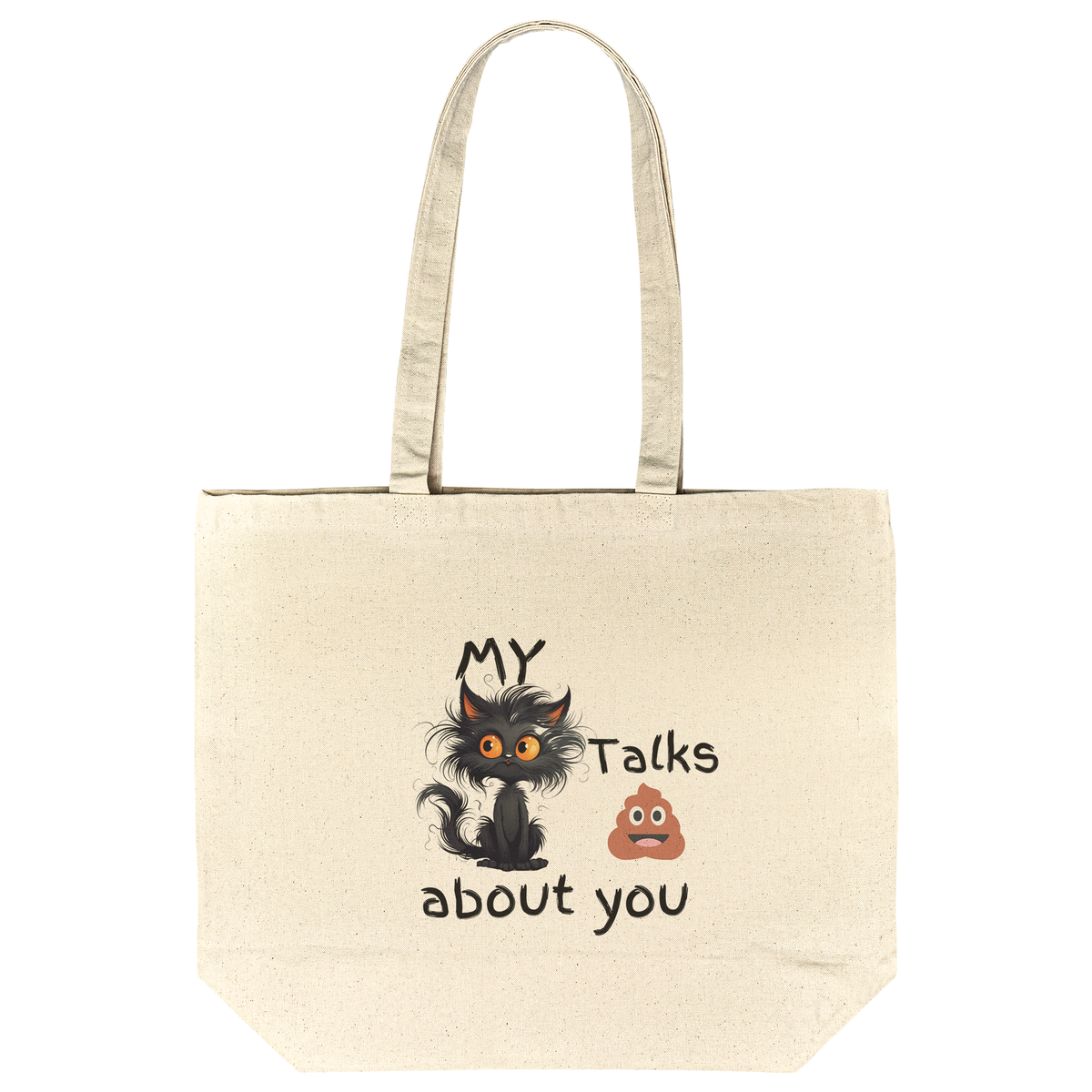 My Cat Talks About You Tote Funny and quirky cotton tote bag featuring a mischievous cat design perfect for cat lovers with a sense of humor