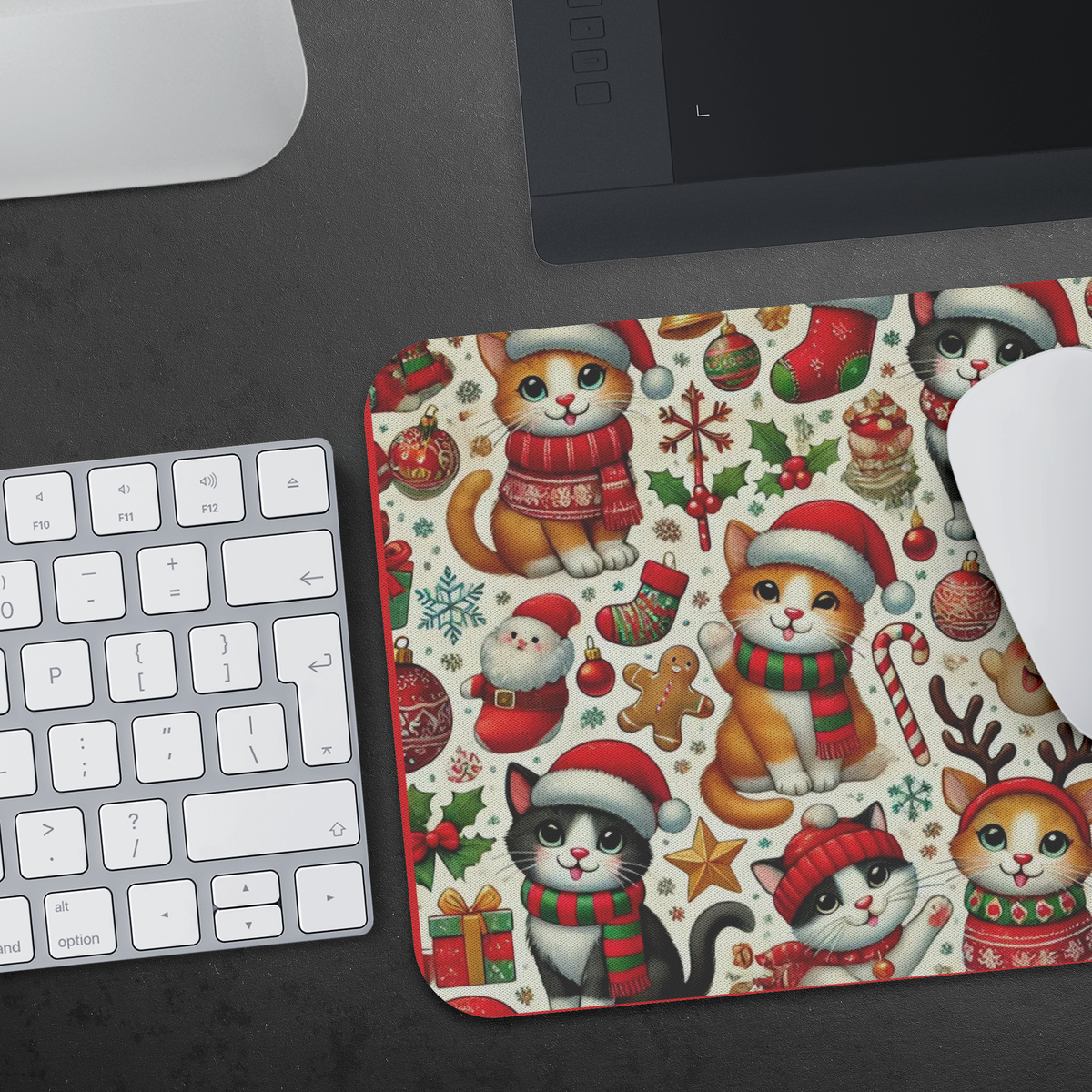 Whiskers, Wreaths, and Wonders Mousepad