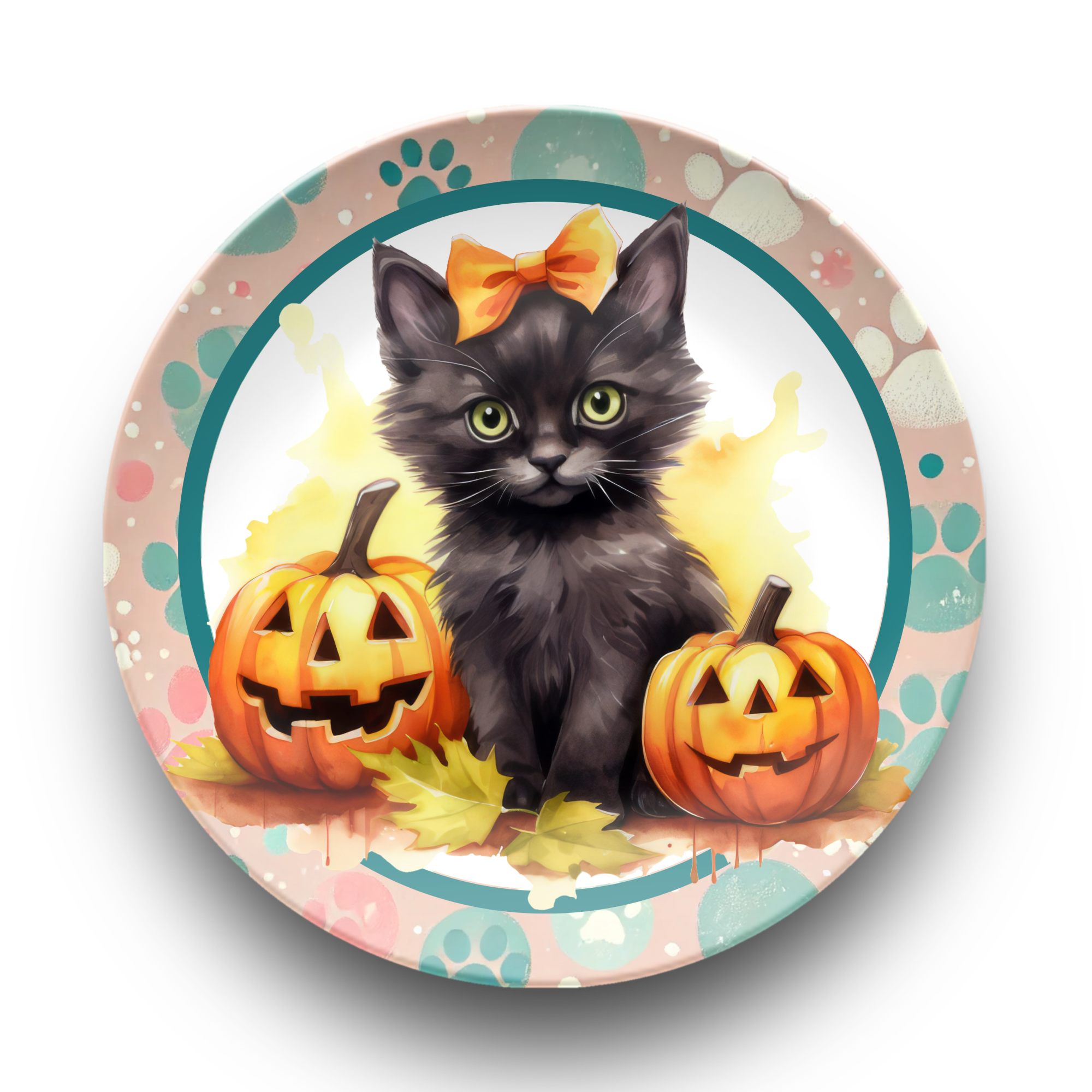 Teal Paw Print 10" Plate