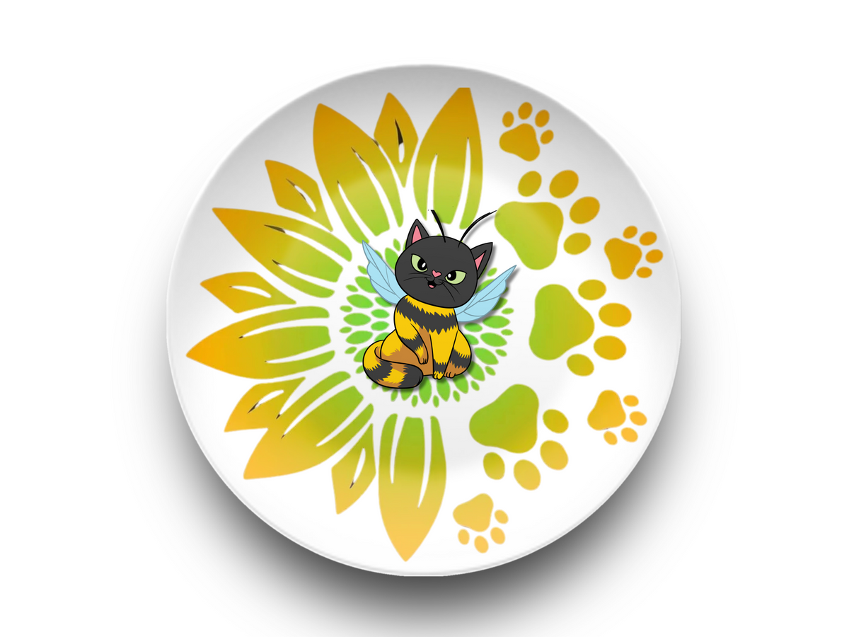 🐝 Bee Sweet Black Cat Plate