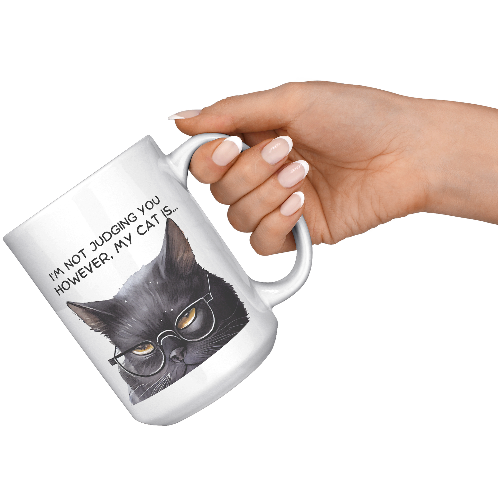 Funny Cranky Kitty No Judge 15 Oz White Mug