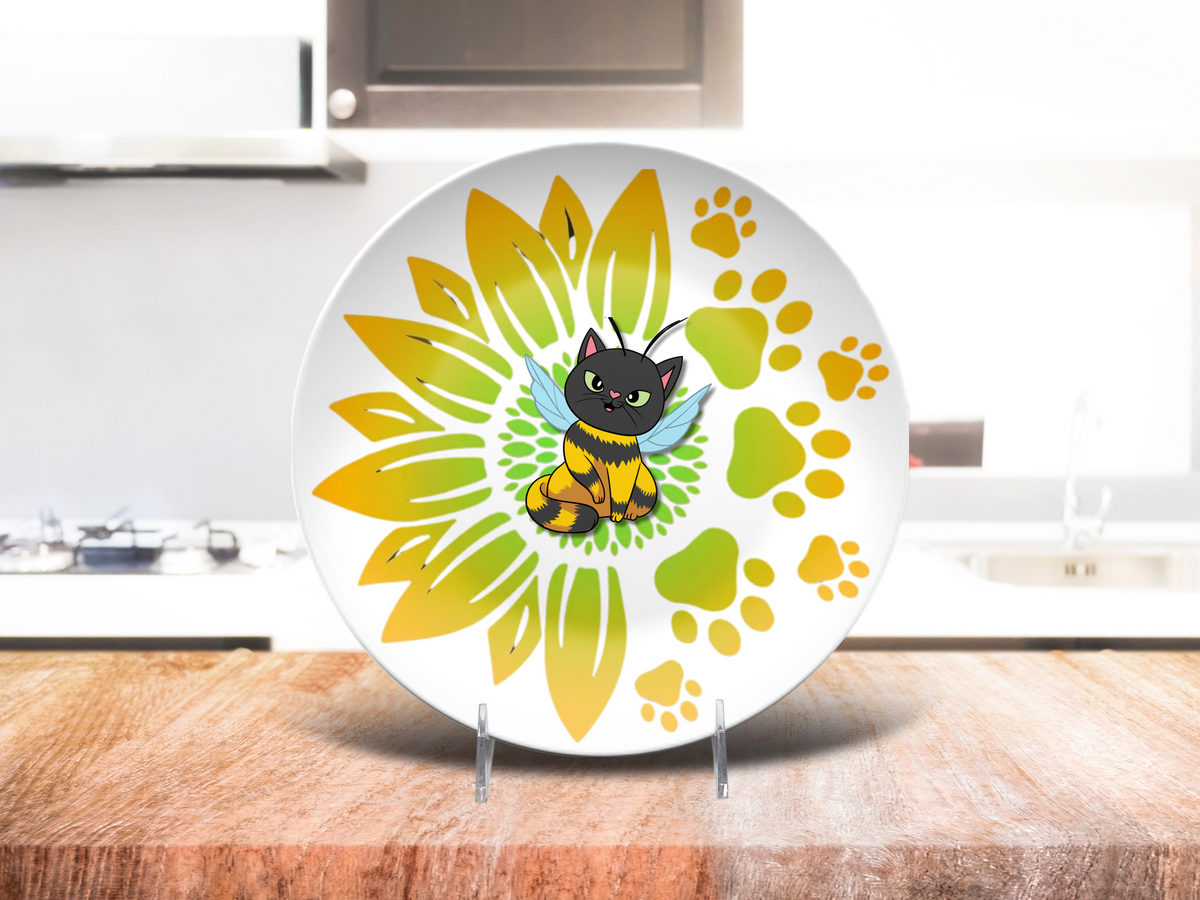 🐝 Bee Sweet Black Cat Plate