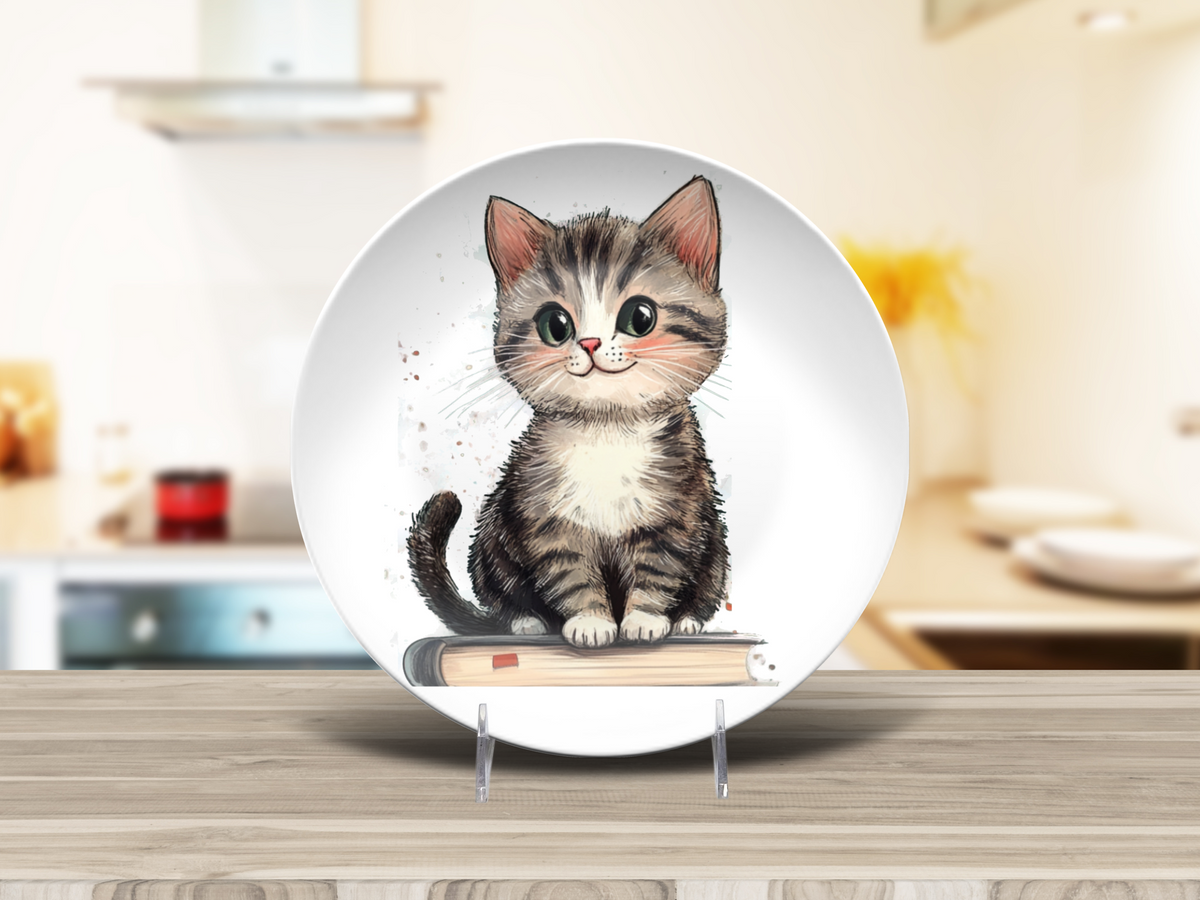 Bookish Kitten 10" Dinner Plate
