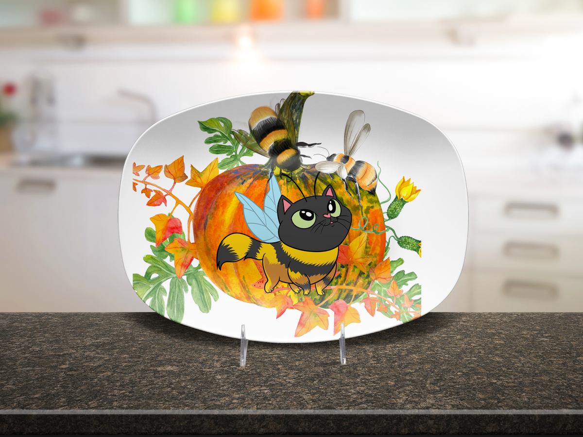 Buzzing into Fall with a Bee Cat Platter With Or Without Stand