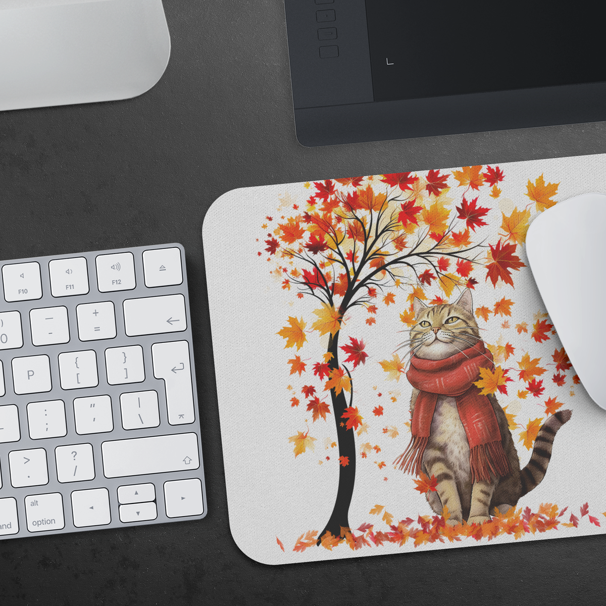 Autumn Leaves Cat Mousepad