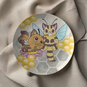 Cat Bees With Honeycomb Plate