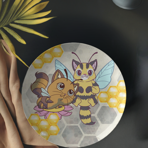 Cat Bees With Honeycomb Plate