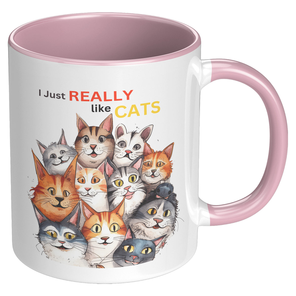 i Just Really Like Cats Accent Mug