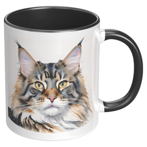 Maine Coon Cat Watercolor - Purrcolation - We Love Coffee & Cats