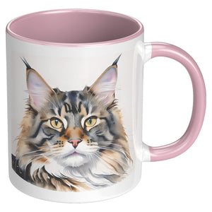 Maine Coon Cat Watercolor - Purrcolation - We Love Coffee & Cats