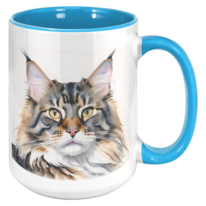 Maine Coon Cat Watercolor - Purrcolation - We Love Coffee & Cats