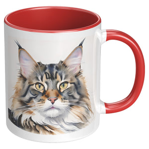 Maine Coon Cat Watercolor - Purrcolation - We Love Coffee & Cats