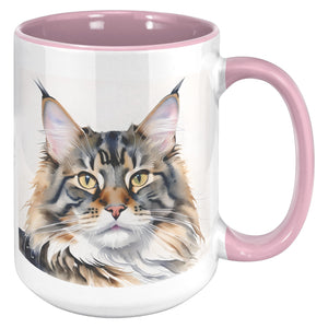 Maine Coon Cat Watercolor - Purrcolation - We Love Coffee & Cats