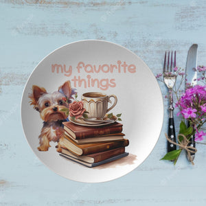 My Favorite Things Dog Coffee And Books 10" Plate - crazyaboutcoffeeandcats