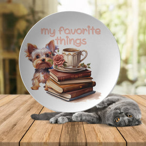 My Favorite Things Dog Coffee And Books 10" Plate - crazyaboutcoffeeandcats