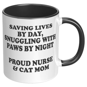 Saving Lives By Day Accent Mug - Crazy About Coffee And Cats