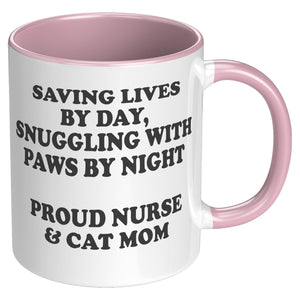 Saving Lives By Day Accent Mug - Crazy About Coffee And Cats