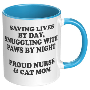 Saving Lives By Day Accent Mug - Crazy About Coffee And Cats