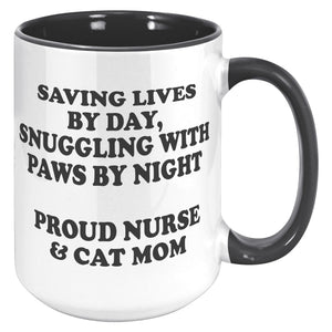 Saving Lives By Day Accent Mug - Crazy About Coffee And Cats