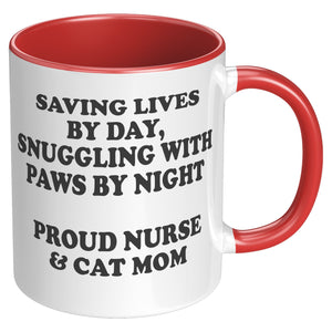 Saving Lives By Day Accent Mug - Crazy About Coffee And Cats